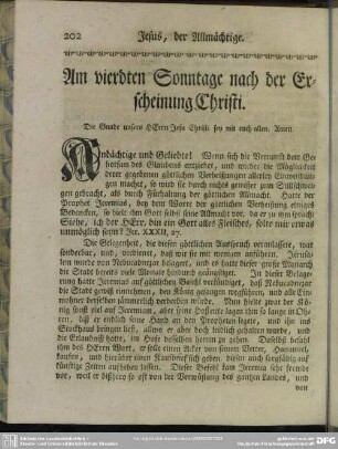 Am vierdten Sonntage nach der Erscheinung Christi
