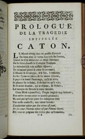 Prologue de la tragedie intitulée caton