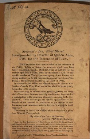 Serjeant's Inn, Fleet Street : incorporated by Charter of Queen Anne, 1706, for the insurance of lives : Perpetual Assurance Amicable Society