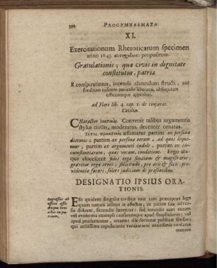 XI. Exercitationum Rhetoricarum specimen anno 1643.