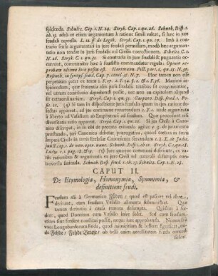 Caput II. De Etymologia, Homonymia, Synonimia, & definitione feudi.