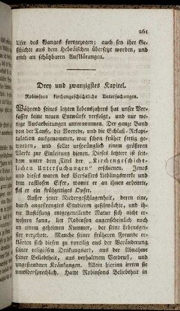 Drey und zwanzigstes Kapitel. Robinsons kirchengeschichtliche Untersuchungen.