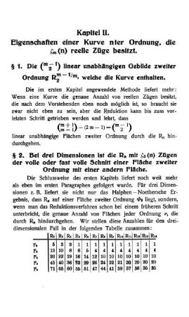 II. Kapitel - Eigenschaften einer Kurve nter Ordnung, die ..m (n) reelle Züge besitzt.