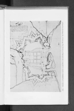 Abb. 1: Stadtplan von Friedrichstadt mit der von den Dänen 1686 beabsichtigten Festungsanlage