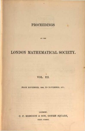 Proceedings of the London Mathematical Society, 3. 1869/71