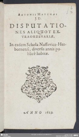 Disputationes Aliquot Extraordinariae