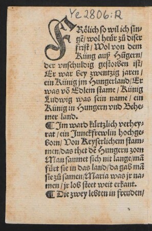 FRölich so wil ich sin=||ge/wol heür zu diser || frist/