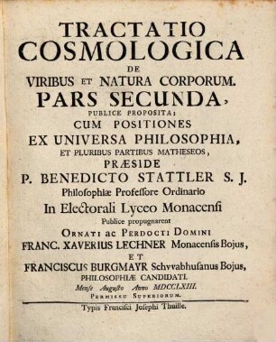 Tractatio Cosmologica De Viribus Et Natura Corporum. 2