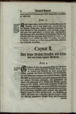 Caput II. Von denen Wechsel-Brieffen, und besonders von denen eigenen Wechseln.