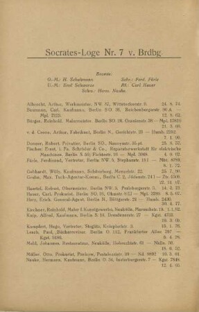 Socrates-Loge Nr. 7 v. Brdbg.