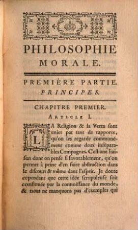 Philosophie morale ou Mélange raisonné des principes, pensées et réflexions