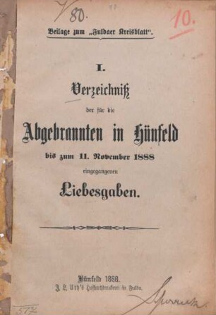 1: Bis zum 11. November 1888