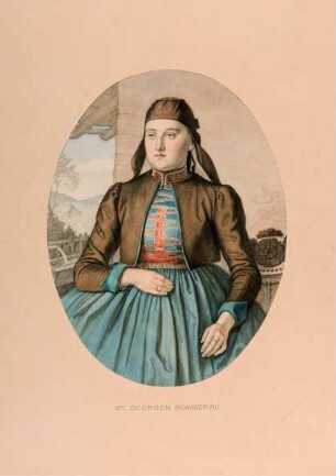 Trachtenbild "St. Georgen Sommerau: Ein junges Mädchen im gewöhnlichen Anzuge"