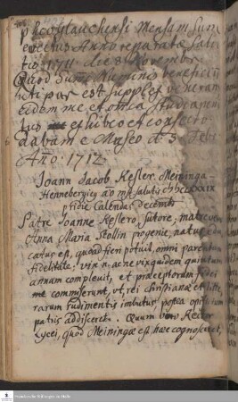 Lebenslauf von Johann Jacob Kesler.