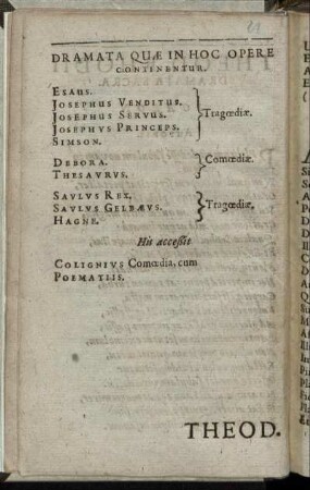 Dramata Quae In Hoc Opere Continentur