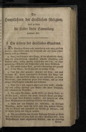 I. Die Lehren des christlichen Glaubens.