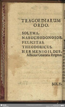 Tragoediarum Ordo