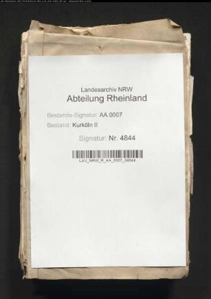 Schriftwechsel des Bonner Scholasters Gerhard Haen als kurfürstlicher Archivar