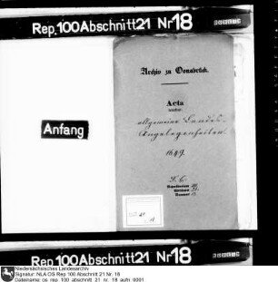 Allgemeine Osnabrücker Landesangelegenheiten Enthält u.a.: Schreiben des Johannes Schlaff; Schreiben Franz Wilhelms