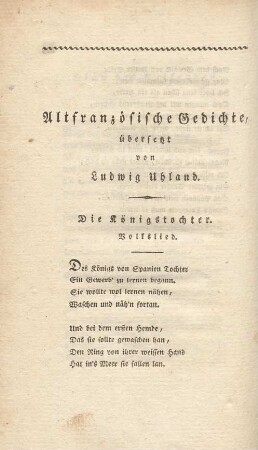 Altfranzösische Gedichte, übersetzt von Ludwig Uhland