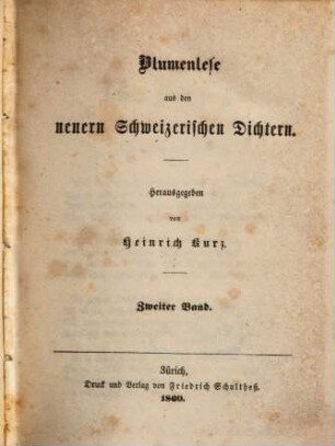 Blumenlese aus den neuern Schweizerischen Dichtern, 2