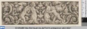 Laubwerk mit Satyr, Weib und Putten, Querfüllung