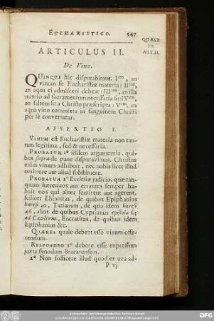 Articulus II. De Vino.