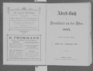 Adreß-Buch für Frankfurt an der Oder. 1905