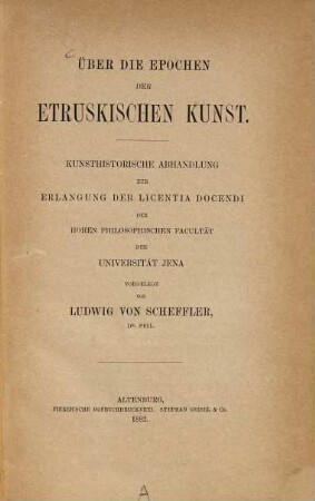 Über die Epochen der etruskischen Kunst : kunsthistorische Abhandlung