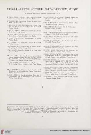 Eingelaufene Bücher Zeitschriften, Musik