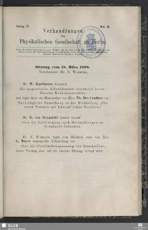 Sitzung vom 18. März 1898