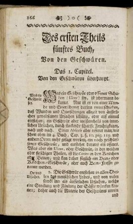 Des ersten Theils fünftes Buch, Von den Geschwüren.