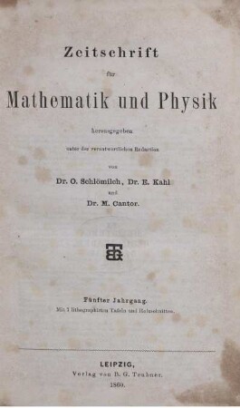 5: Zeitschrift für Mathematik und Physik