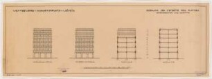 Augustusplatz, Leipzig Bankhaus Kroch (Westseite): Seitenansichten, Schnitte Neubauten Ostseite 1:200