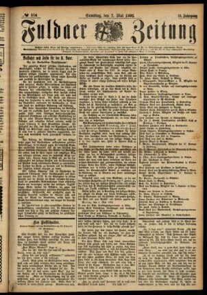 Ausgabe vom Samstag, den 07. Mai 1892.