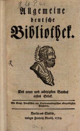Allgemeine deutsche Bibliothek. 89, 89. 1789