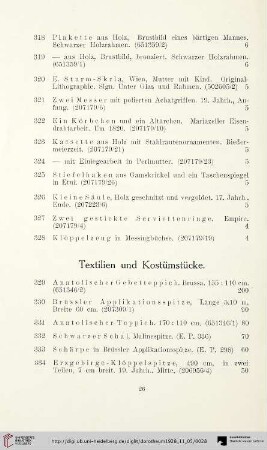 Textilien und Kostümstücke (Nr. 329-357)