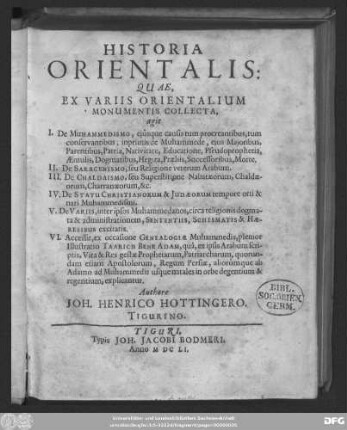 Historia Orientalis : Quae, Ex Variis Orientalium Monumentis Collecta, ...