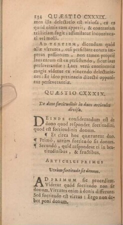 Quaestio CXXXIX. De dono fortitudinis in duos articulos divisa.