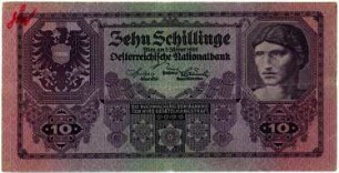 Geldschein, 10 Schilling (ATS), 2.1.1925