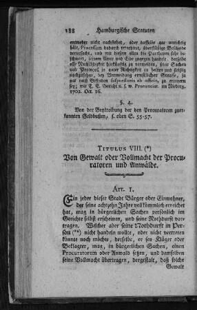 Titulus VIII. Von Gewalt oder Vollmacht der Procuratoren und Anwälde. Wer kann selbst auftreten?