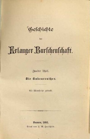 Geschichte der Erlanger Burschenschaft, 2. Die Bubenreuther