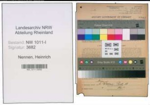 Entnazifizierung Heinrich Nennen , geb. 20.05.1880 (Milchverteiler)