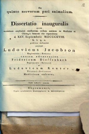De quinto nervorum pari animalium : Diss. inaug.