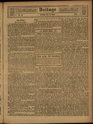 Zweite Ausgabe vom Sonntag, den 17. April 1921.