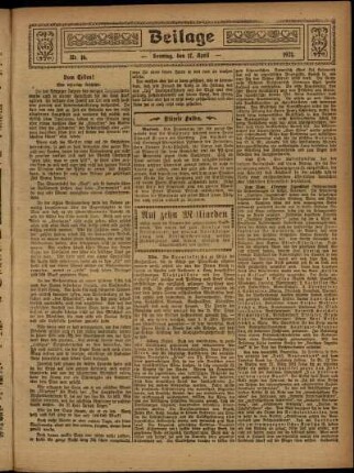 Zweite Ausgabe vom Sonntag, den 17. April 1921.