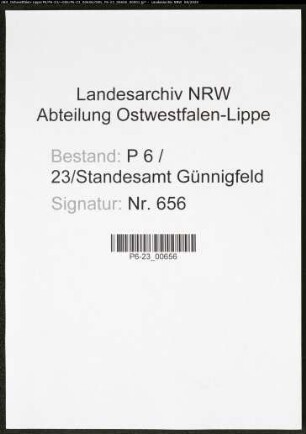 Sterberegister Standesamt Wattenscheid-Günnigfeld