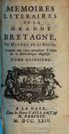 Mémoires litéraires de la Grande-Bretagne, 15. 1724