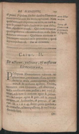 Caput. II. De actione, passione & mistione Elementorum.