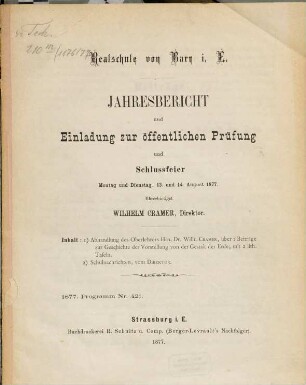 Jahresbericht und Einladung zur öffentlichen Prüfung und Schlussfeier. 1876/77
